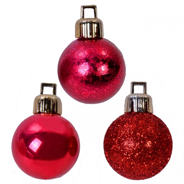 20 τμχ Σετ Χριστουγεννιάτικες Μπάλες Κόκκινες Γυαλιστερές Κρακελέ Glitter 3 cm