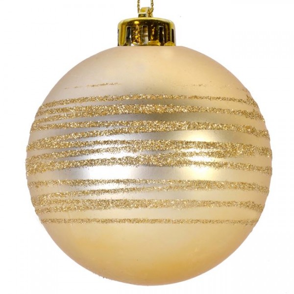 6 τμχ Σετ Χριστουγεννιάτικες Μπάλες Χρυσές Ματ Glitter 8 cm