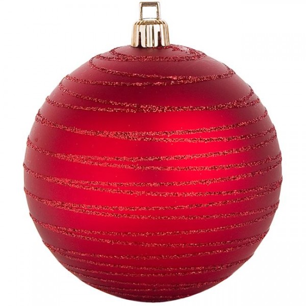 6 τμχ Σετ Χριστουγεννιάτικες Μπάλες Κόκκινες Ματ Glitter 8 cm